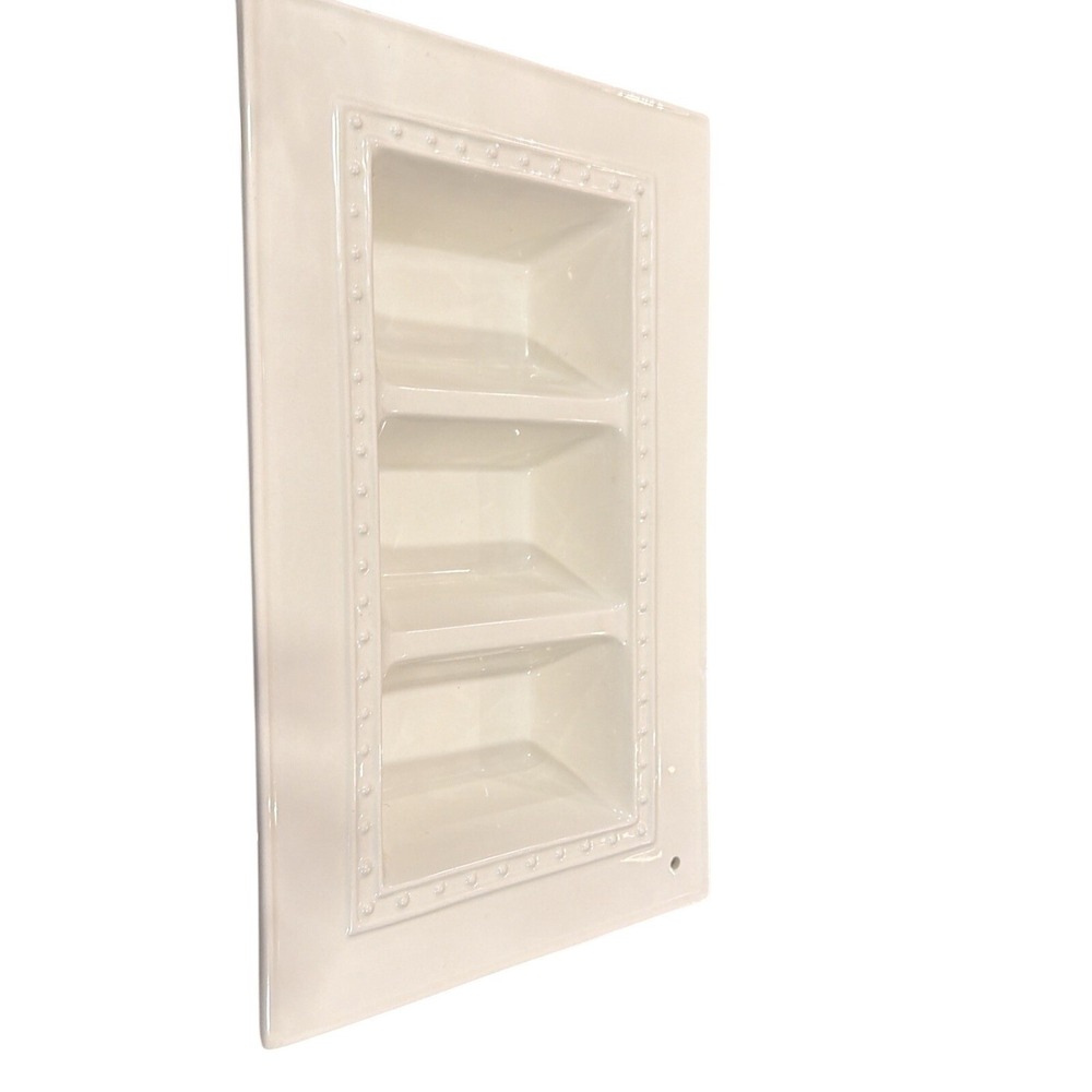Napa Home & Garden White Ceramic 3 Compartment Beaded Serving Tray 14x8.5 - Picture 2 of 7